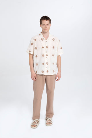 Bordered Short Sleeve Men's Shirt