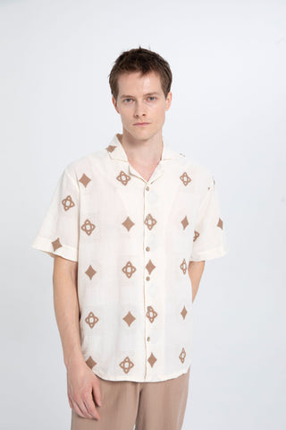 Bordered Short Sleeve Men's Shirt