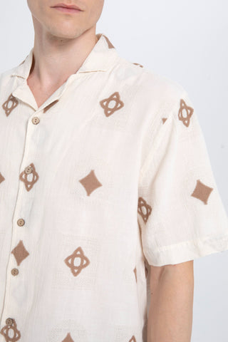 Bordered Short Sleeve Men's Shirt