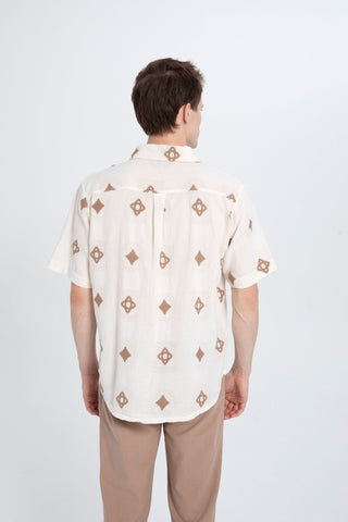 Bordered Short Sleeve Men's Shirt