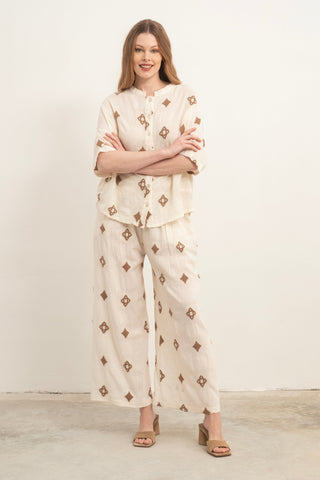 Bordered Women’s Trousers - Brown / Standard - Trousers