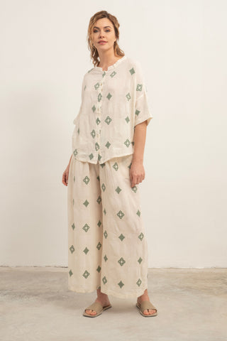 Bordered Women’s Trousers - Mint / Standard - Trousers