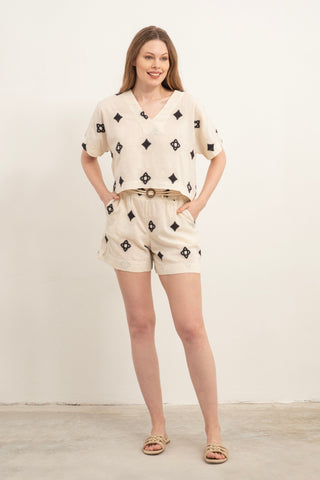 Bordered Mini Shorts - Black / S/M - Short