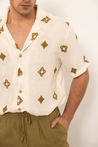 Bordered Short Sleeve Men's Shirt