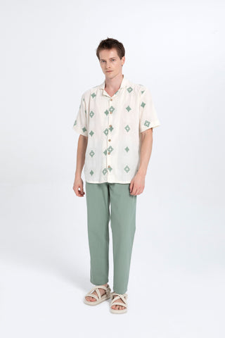 Bordered Short Sleeve Men's Shirt