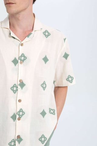 Bordered Short Sleeve Men's Shirt