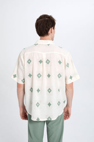 Bordered Short Sleeve Men's Shirt