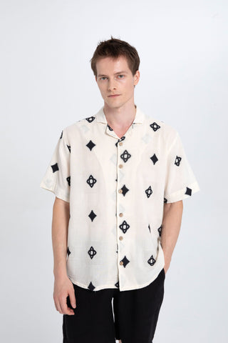 Bordered Short Sleeve Men's Shirt