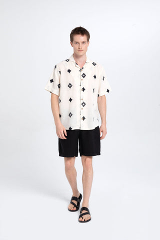 Bordered Short Sleeve Men's Shirt