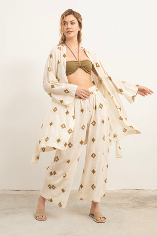 Bordered Kimono - Khaki / Standard - Kimono