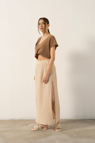 Muslin Front Turn-down Blouse