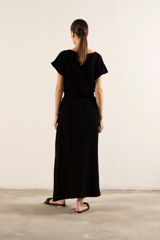 Muslin Front Turn-down Blouse