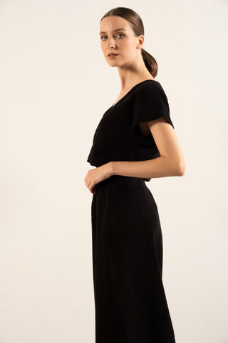 Muslin Front Turn-down Blouse