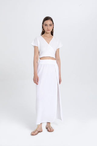 Muslin Front Turn-down Blouse