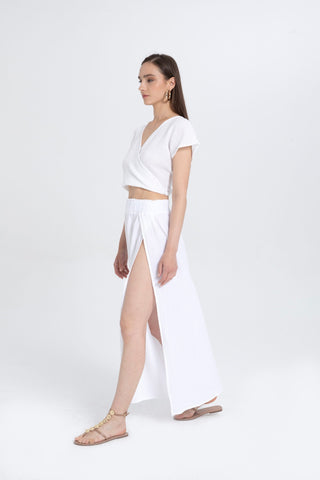 Muslin Front Turn-down Blouse