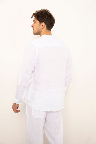 Linen Mandarin Collar Men's Shirt