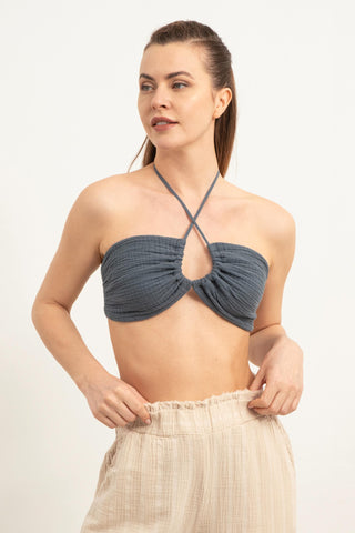 Muslin Front Drawstring Crop