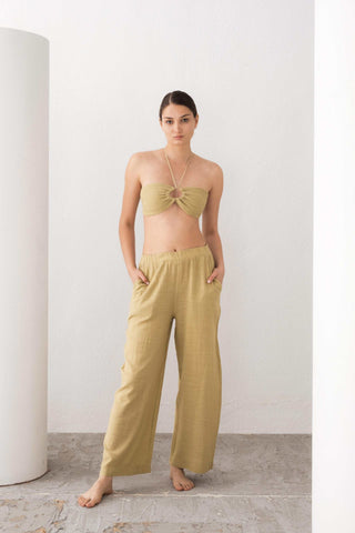 Muslin Front Drawstring Crop