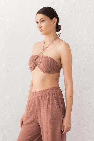 Muslin Front Drawstring Crop