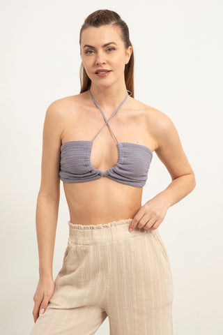 Muslin Front Drawstring Crop