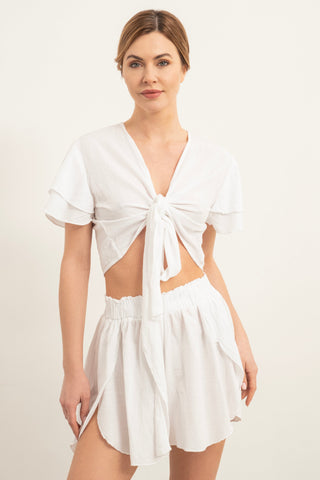 Casual Shorts with Side Slits and Flaps - Short