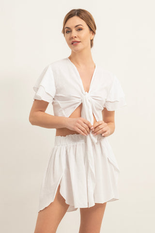 Casual Shorts with Side Slits and Flaps - Short