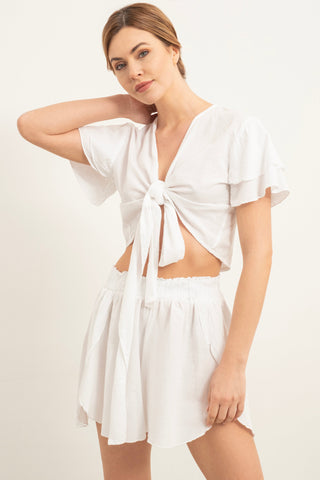 Casual Shorts with Side Slits and Flaps - Short