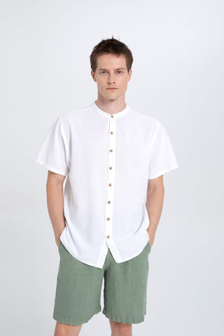 Mandarin Collar Loose Men's Shirt