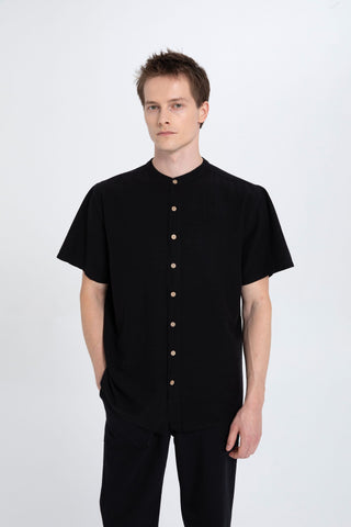 Mandarin Collar Loose Men's Shirt