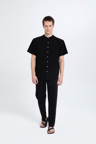 Mandarin Collar Loose Men's Shirt