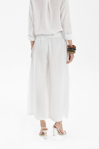 Wide Leg Linen Trousers - Trousers