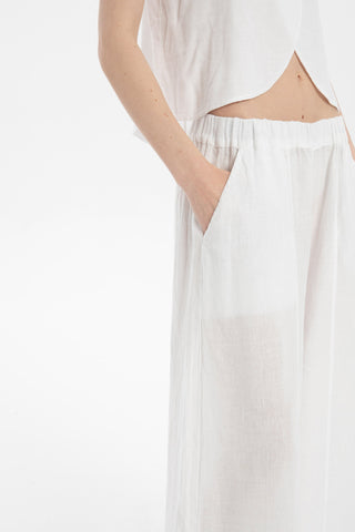 Wide Leg Linen Trousers - Trousers