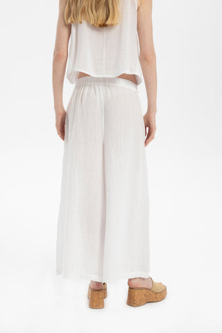 Wide Leg Linen Trousers - Trousers