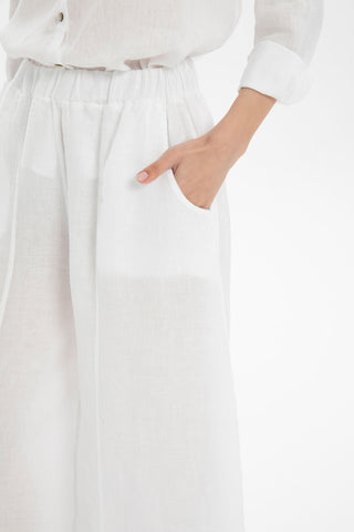 Wide Leg Linen Trousers - Trousers