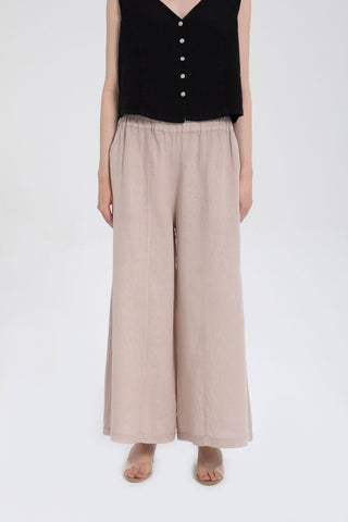 Wide Leg Linen Trousers - Trousers