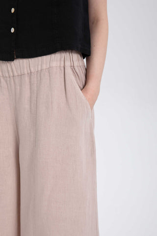 Wide Leg Linen Trousers - Trousers