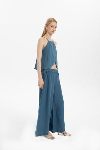 Wide Leg Linen Trousers - Trousers