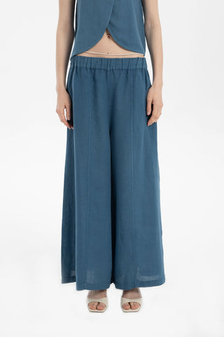 Wide Leg Linen Trousers - Trousers