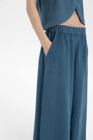 Wide Leg Linen Trousers - Trousers