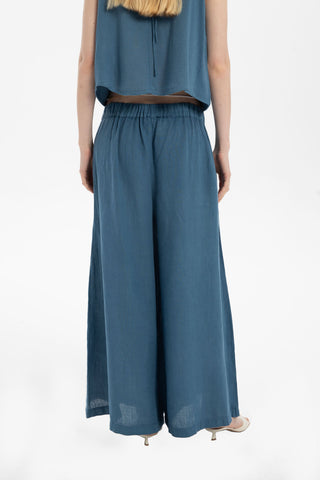 Wide Leg Linen Trousers - Trousers