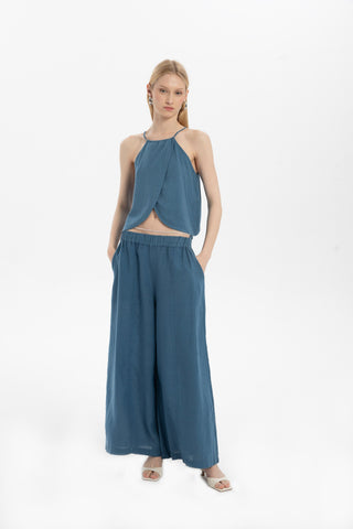 Wide Leg Linen Trousers - Trousers
