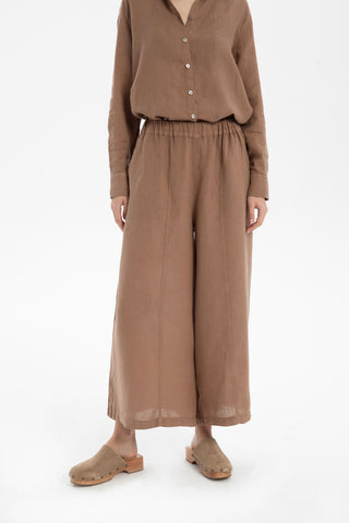 Wide Leg Linen Trousers - Trousers