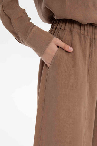 Wide Leg Linen Trousers - Trousers