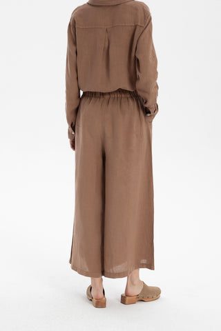 Wide Leg Linen Trousers - Trousers