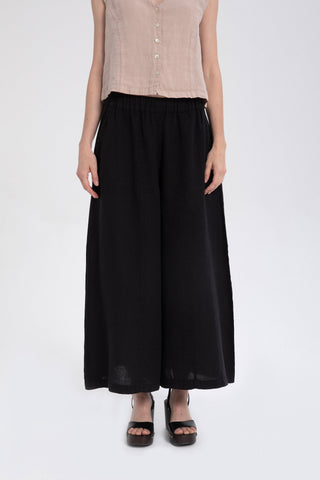Wide Leg Linen Trousers - Trousers