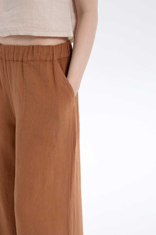 Wide Leg Linen Trousers - Trousers