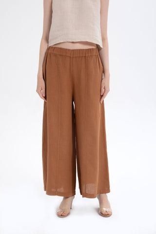 Wide Leg Linen Trousers - Trousers