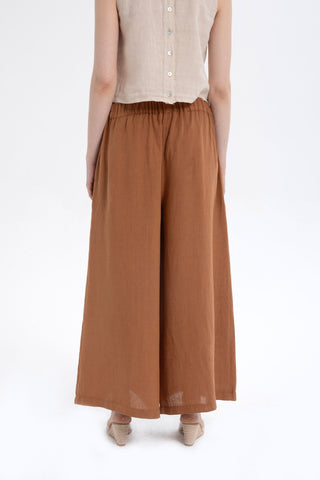Wide Leg Linen Trousers - Trousers