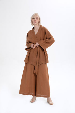 Wide Leg Linen Trousers - Trousers