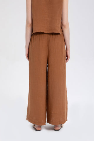 Wide Leg Linen Trousers - Trousers